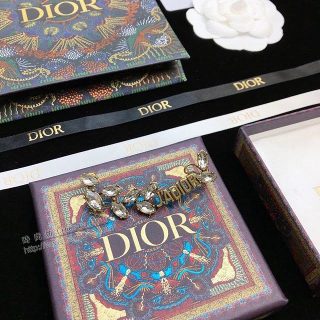 Dior飾品 迪奧經典熱銷款單邊耳釘DIOR馬眼系列葉子鑽石髮卡髮夾  zgd1471